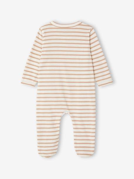 Lot de 3 pyjamas bébé en jersey ouverture zippée BASICS bleu chambray+cappuccino 11 - vertbaudet enfant 