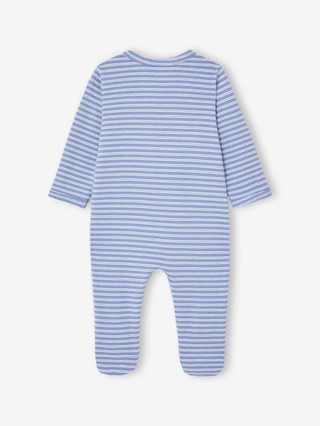 Lot de 3 pyjamas bébé en jersey ouverture zippée BASICS bleu chambray+cappuccino 5 - vertbaudet enfant 