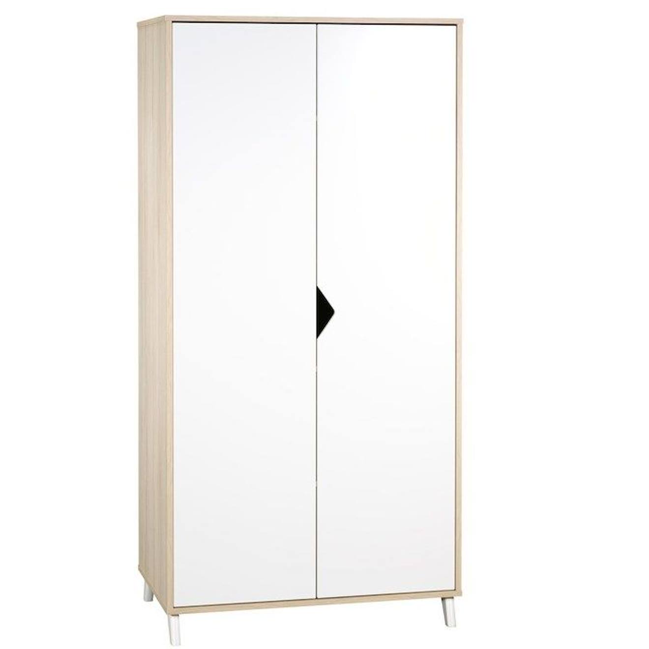 Armoire Bébé - Baby Price - Scandi Naturel - 2 Portes - 3 Étagères - 1 Tringle Penderie Beige