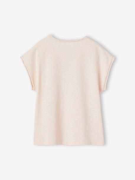 Tee-shirt panthères message flocage velours fille rose pâle 2 - vertbaudet enfant 