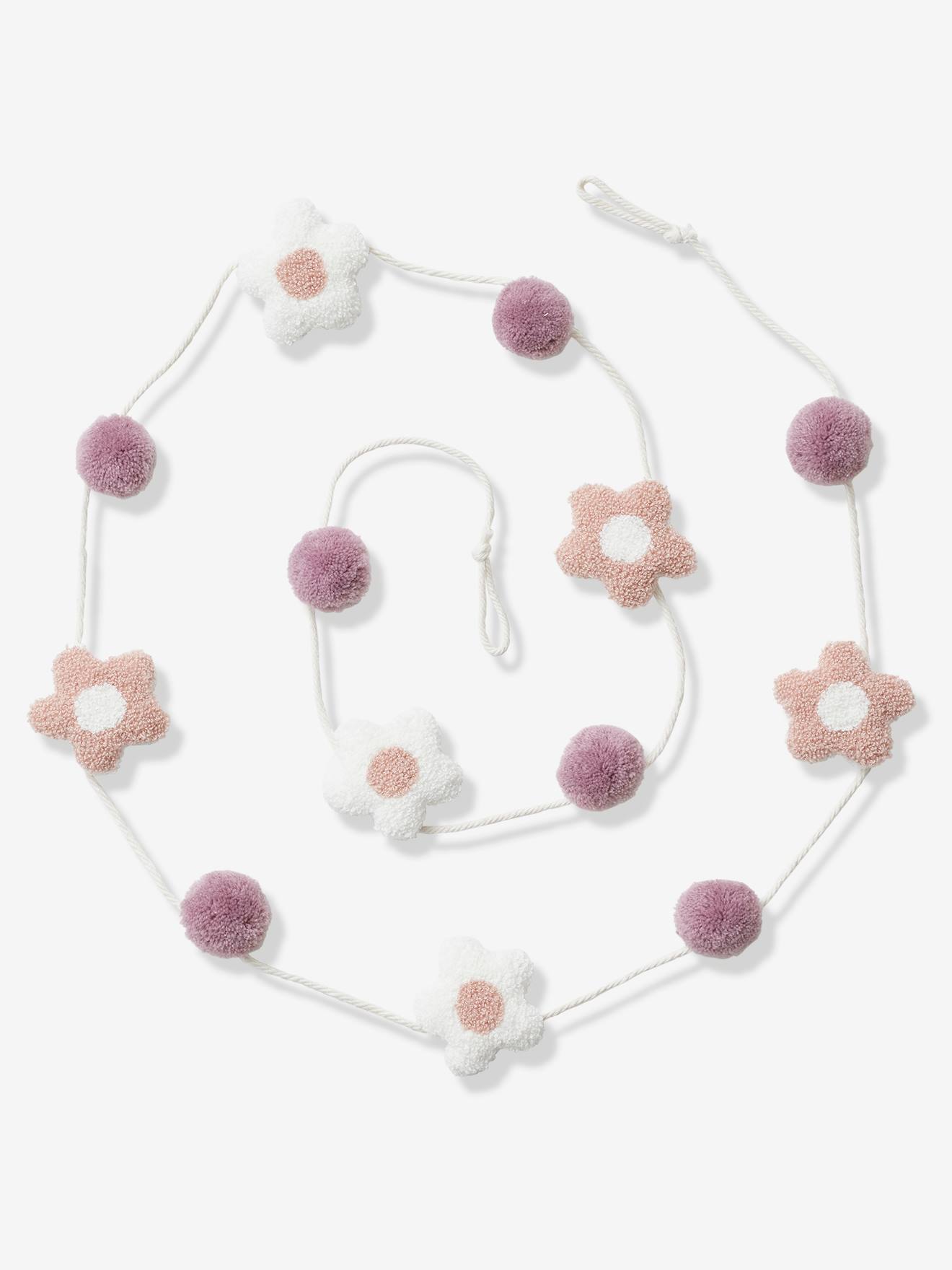Guirlande fleurs et pompons rose imprimé (Vertbaudet) - Image 2