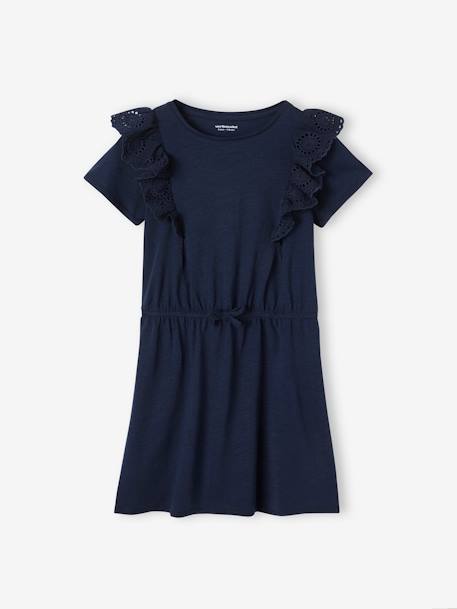 Robe avec volants en broderie anglaise fille marine 1 - vertbaudet enfant 