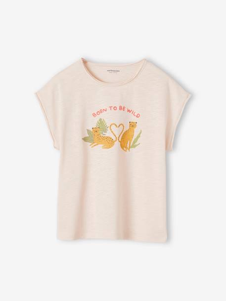 Tee-shirt panthères message flocage velours fille  - vertbaudet enfant
