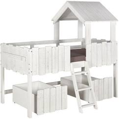 Chambre et rangement-Chambre-Lit bébé, lit enfant-Lit enfant-Lit cabane avec tiroirs Donnie  Blanc 90x190 cm