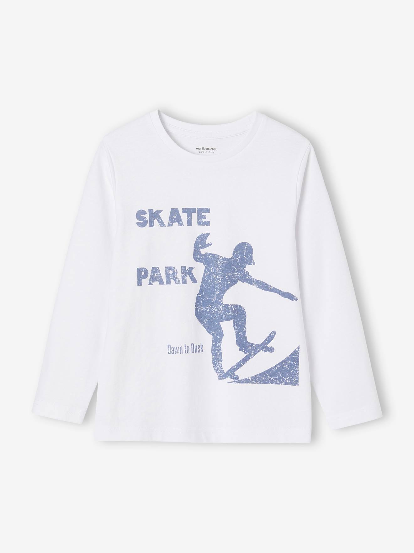 Tee-shirt imprimé Basics garçon manches longues blanc