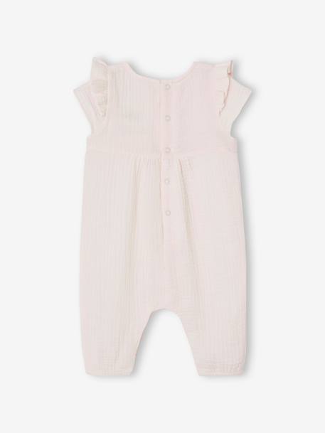 Combinaison bébé en gaze de coton rose pâle+vert sauge 2 - vertbaudet enfant 