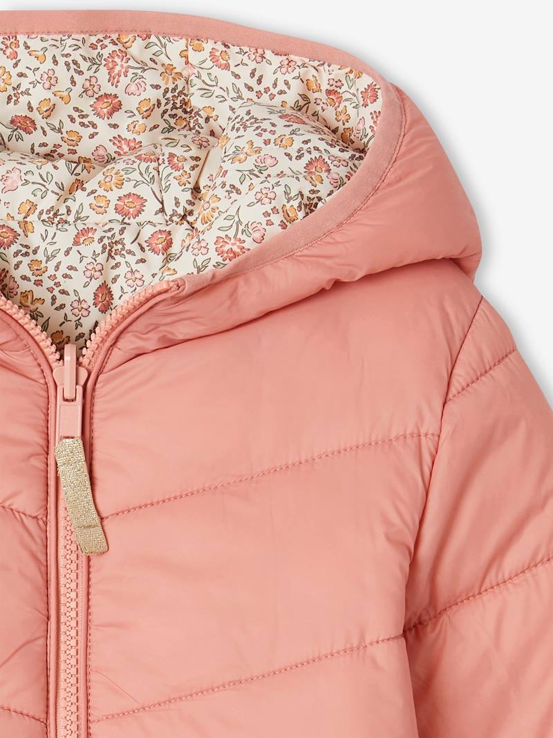 Doudoune Légère Réversible Fille Vertbaudet Vert émeraude, Côté Uni Et  Fleuri Taille Ans