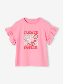 Tee-shirt "Flower Power" fille manches à volants  - vertbaudet enfant