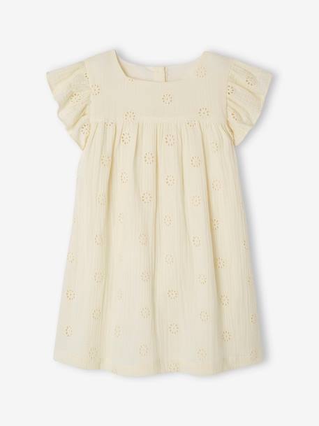 Fille-Robe fille gaze de coton brodée fleurs