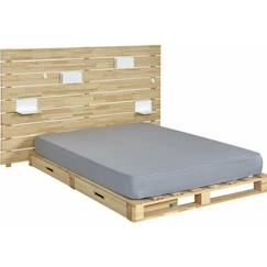 -Pack lit avec tête de lit Cembro - AKITEN RETAIL - Bois naturel 140x200 cm