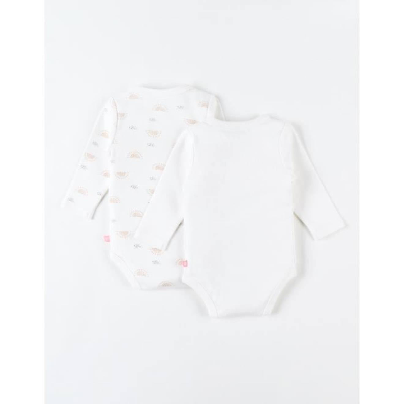 Lot de 3 bodies croisés cœur rouge manches longues bébé en coton biologique