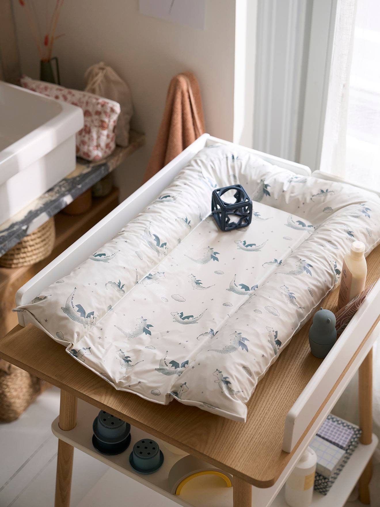 Matelas à langer Lionceau vert de gris