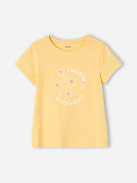Lot de 3 t-shirts Basics détails irisés fille framboise+jaune pastel+lot camel+lot encre+marine+vert sauge 10 - vertbaudet enfant 