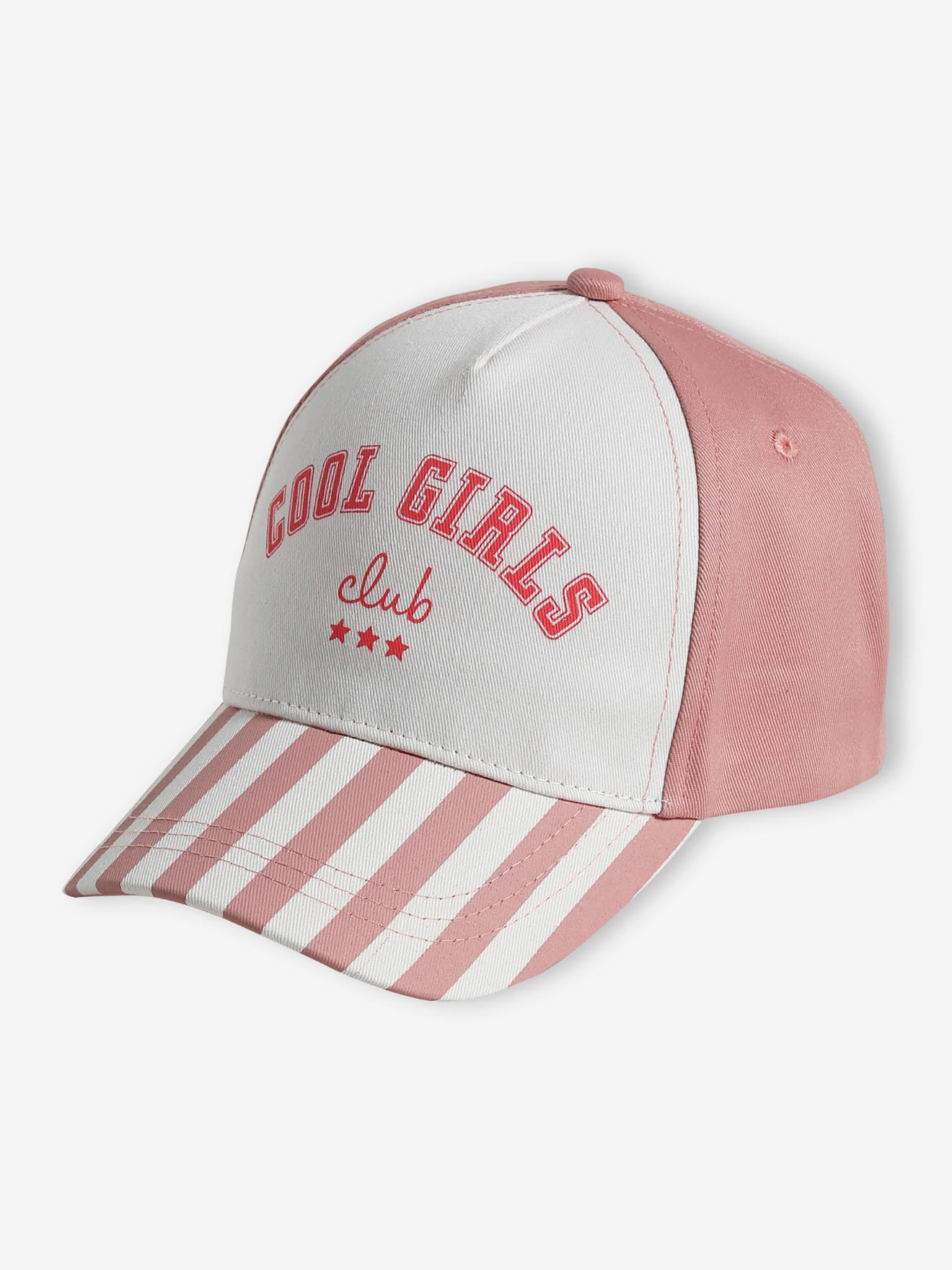 casquette fille cool girls club rayé rose