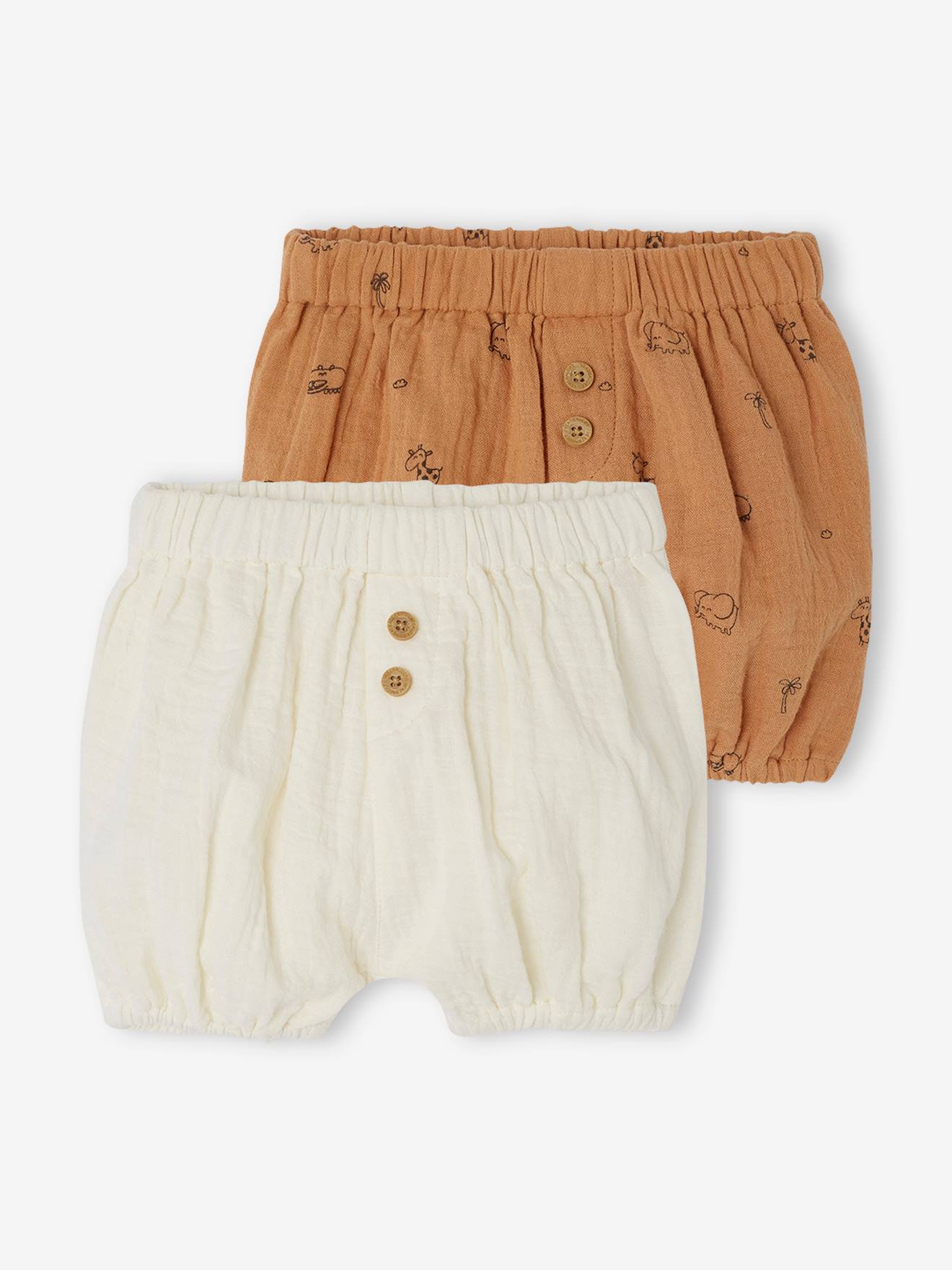 Lot de 2 bloomers naissance en gaze de coton écru