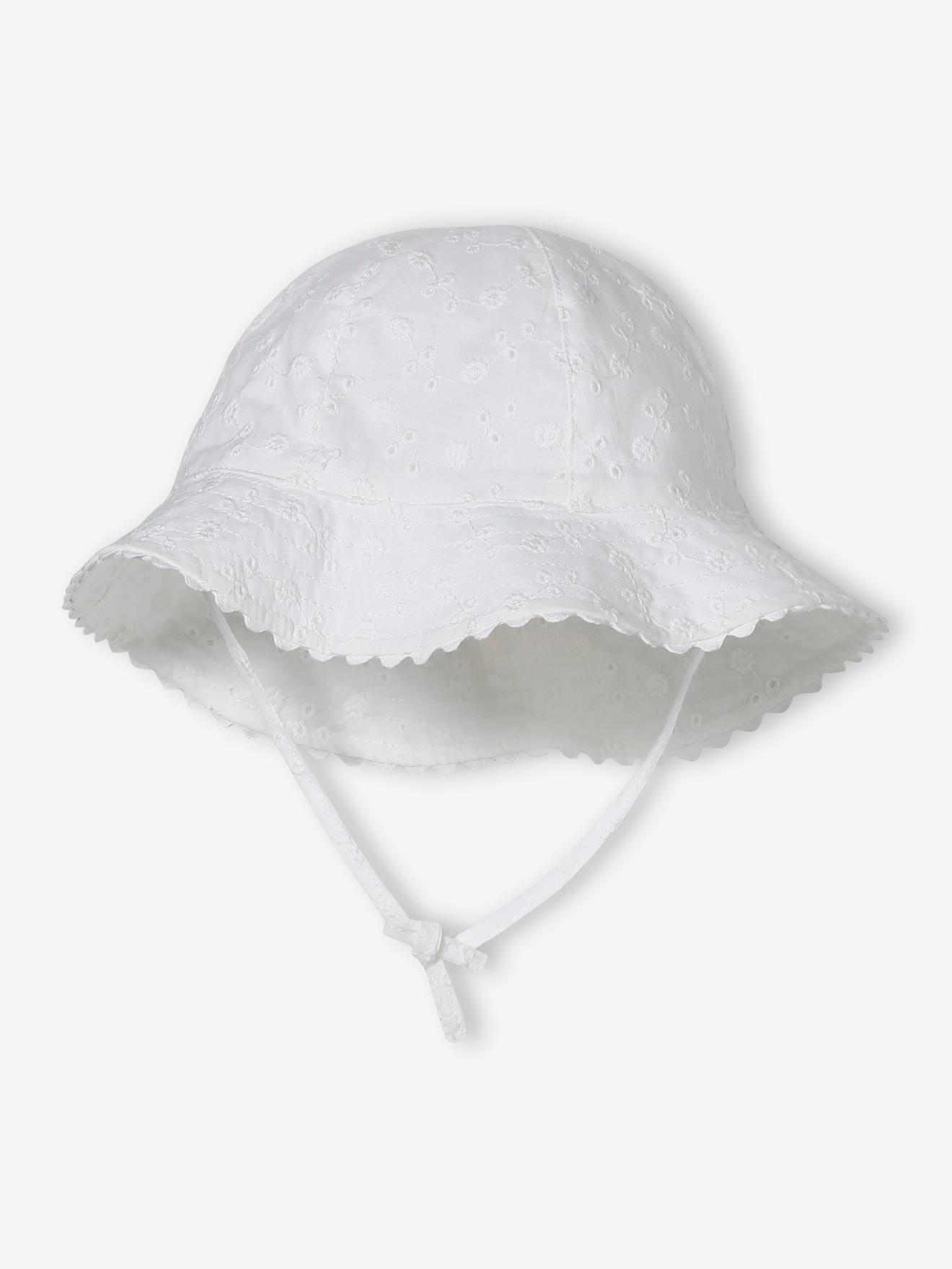 chapeau en broderie anglaise bébé fille écru