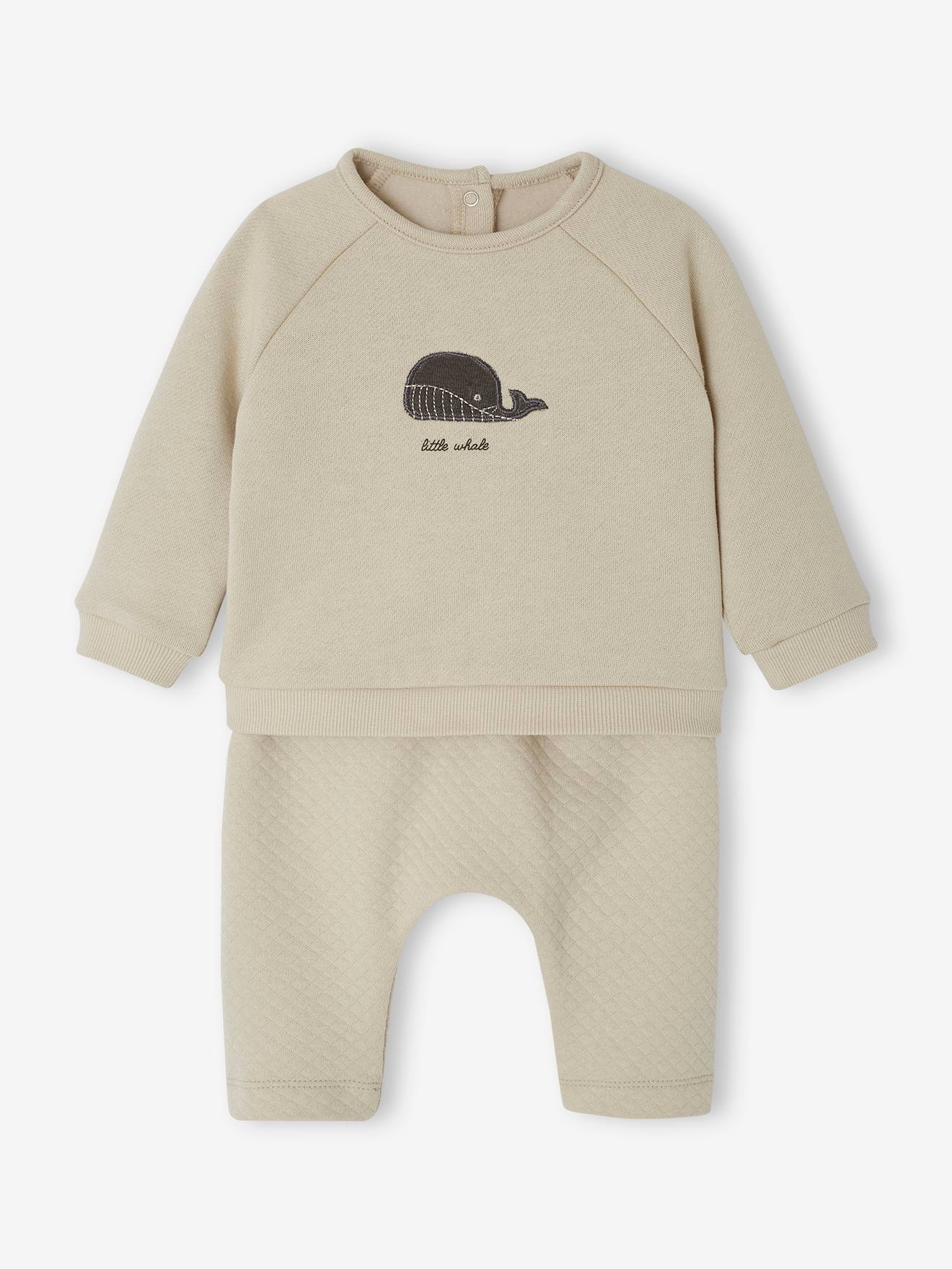 Ensemble bébé sweat et pantalon argile