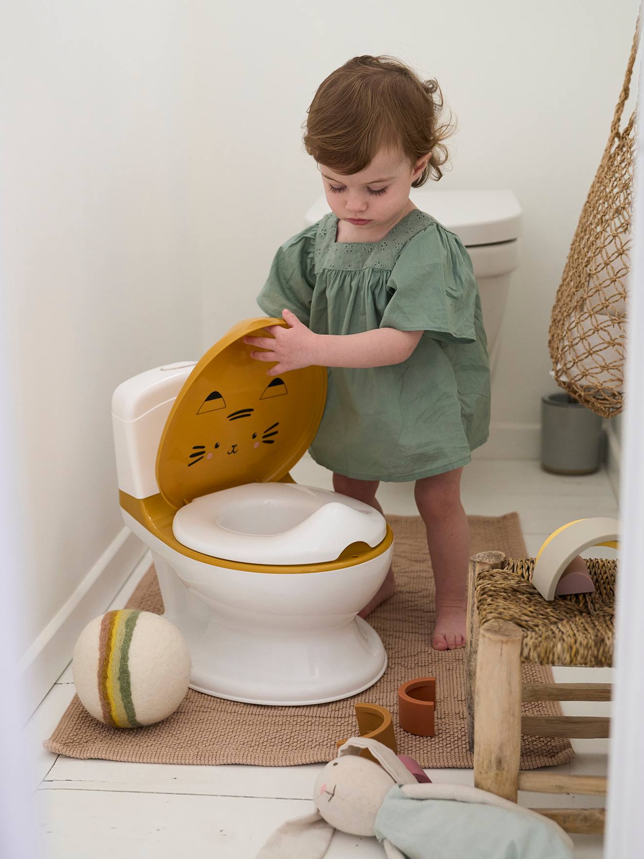Pot enfant motif animal moutarde