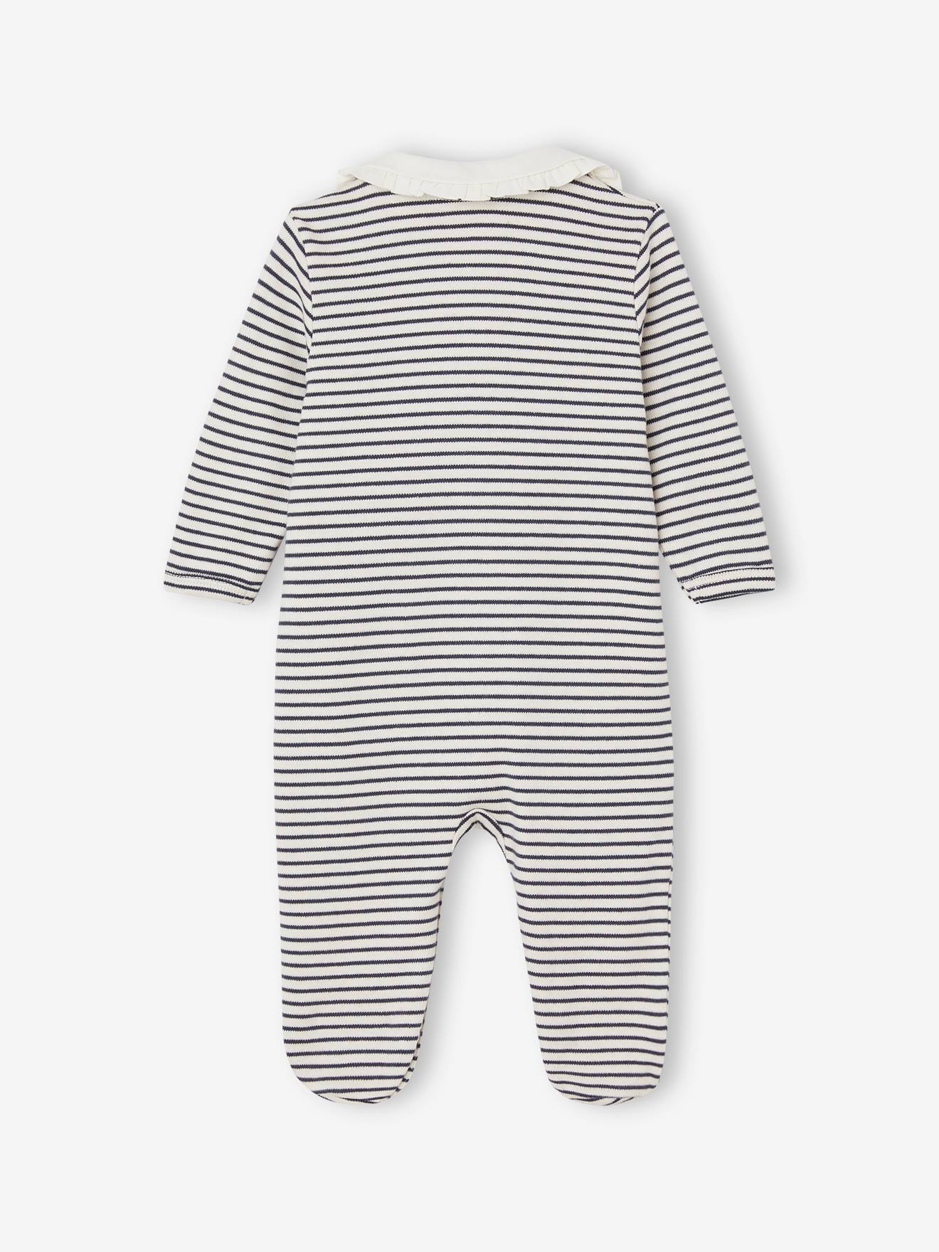 Lot de 3 dors-bien "coeur" bébé en interlock bleu nuit (Vertbaudet) - Image 1