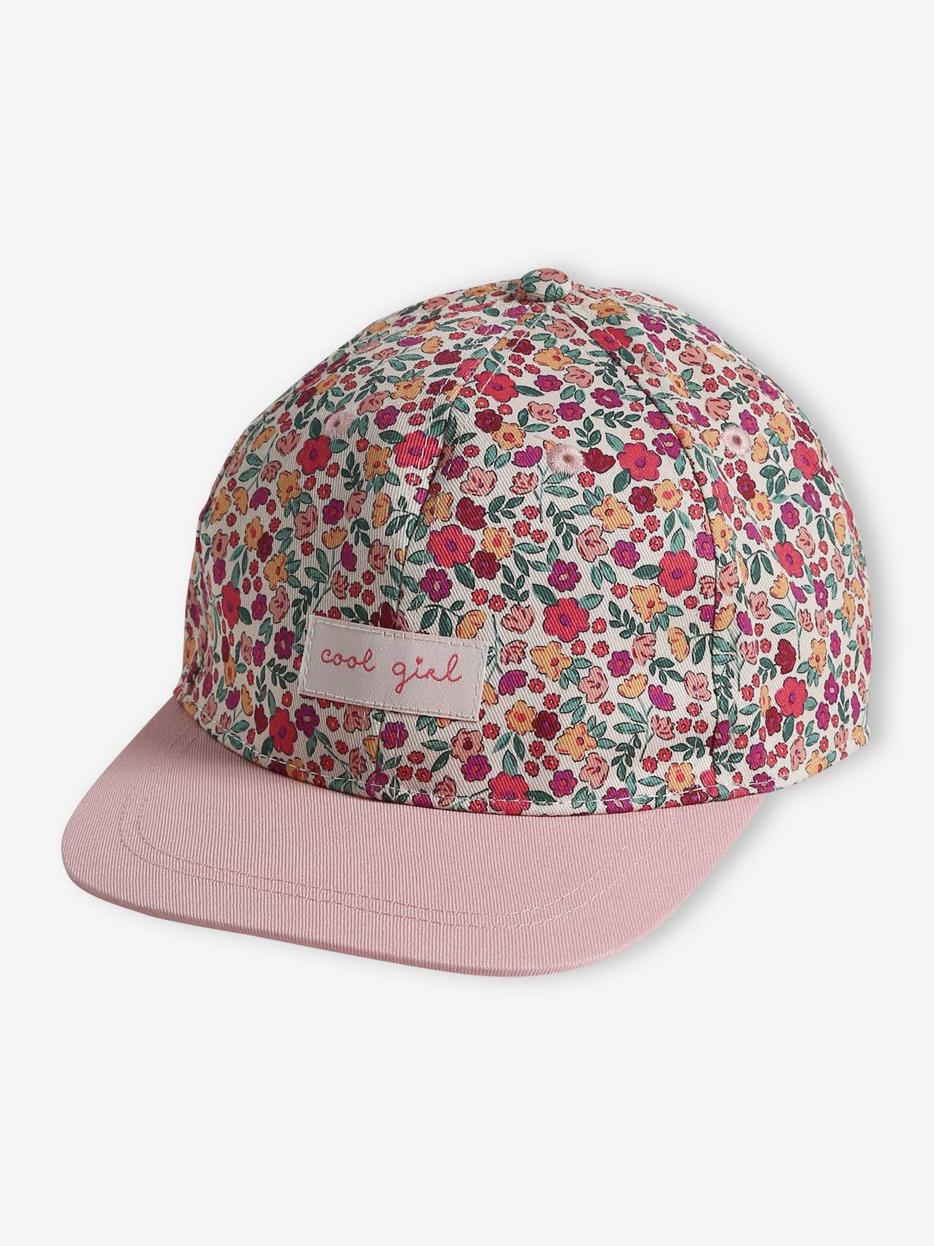 Casquette fleurie fille rose