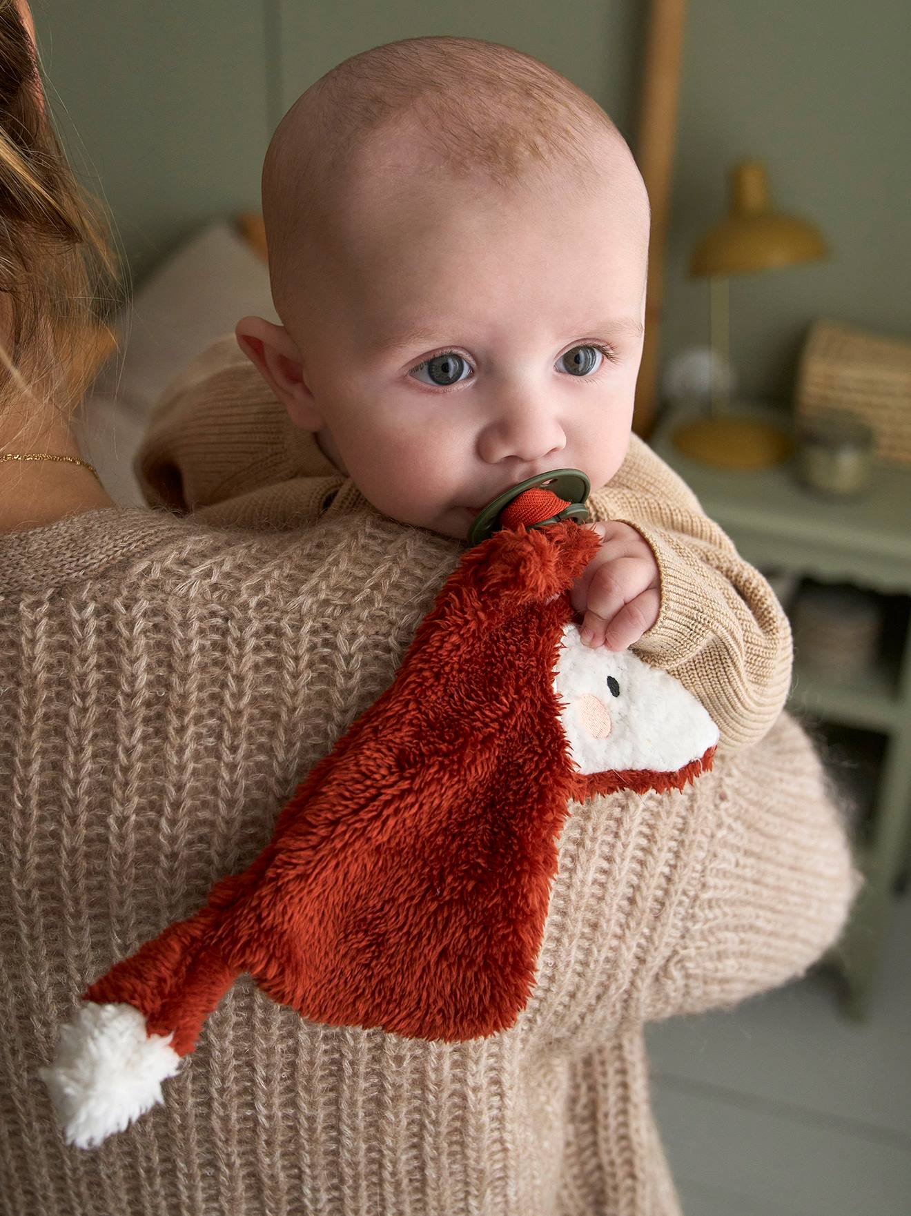 Attache-tétine Doudou en sherpa mandarine