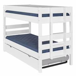 -Pack lit superposé avec sommier gigogne et matelas Aniba   Blanc 90x200 cm