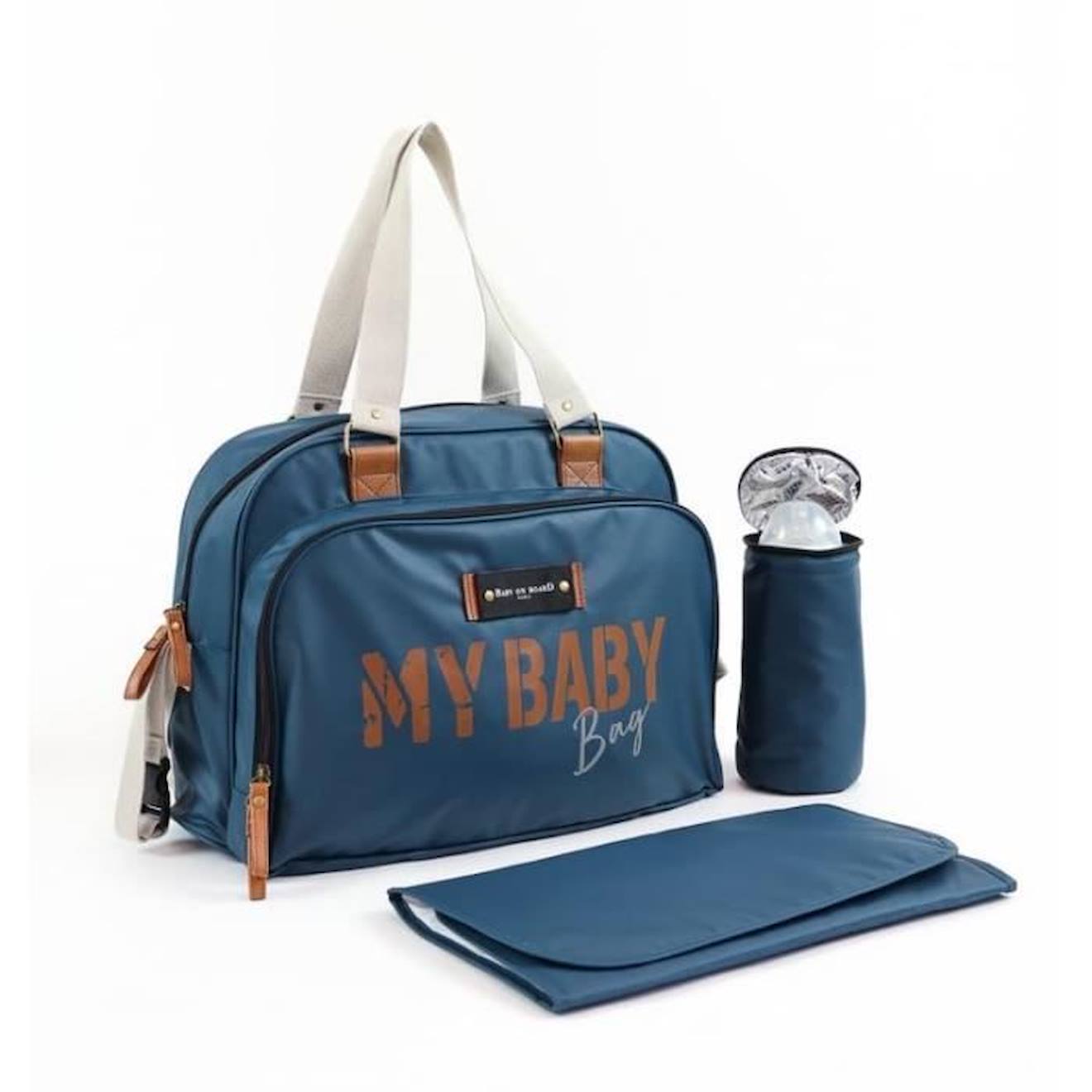 Sac À Langer Quotidien Baby On Board Simply Babybag - Bleu Océan - Grande Capacité - Matelas Et Port