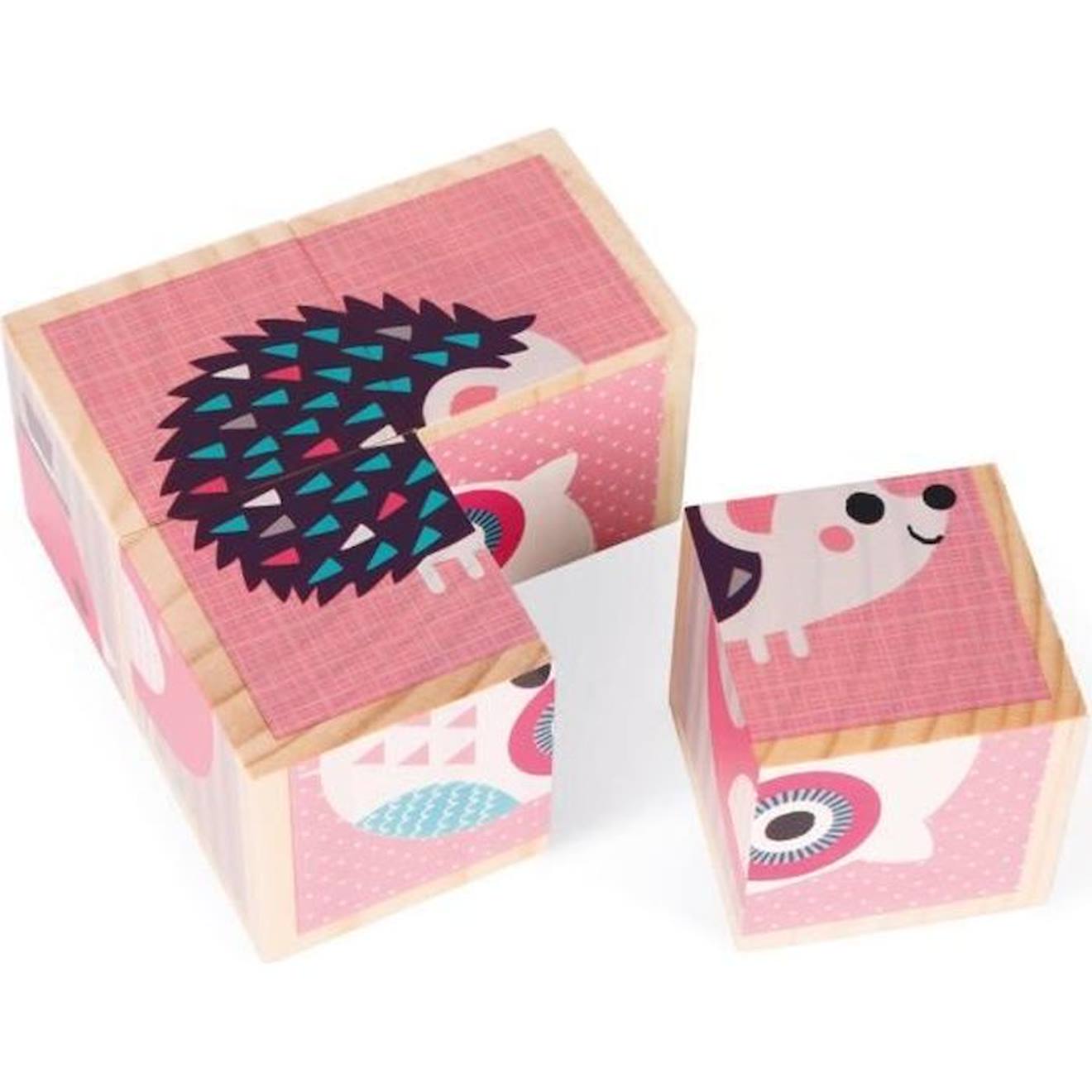 Cubes En Bois : Mes Premiers Cubes : Bébés Animaux Aille Unique Coloris Unique Beige