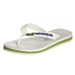 Chaussures-Chaussures garçon 23-38-Sandales-Tongs - Havaianas - Brasil Logo - Enfant - Blanc - Tranche colorée