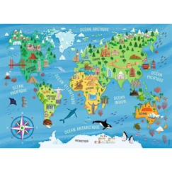 Jouet-Jeux éducatifs-Puzzles-Puzzle Carte du monde des monuments - Nathan - 100 pièces - Pour enfants dès 6 ans - Bleu