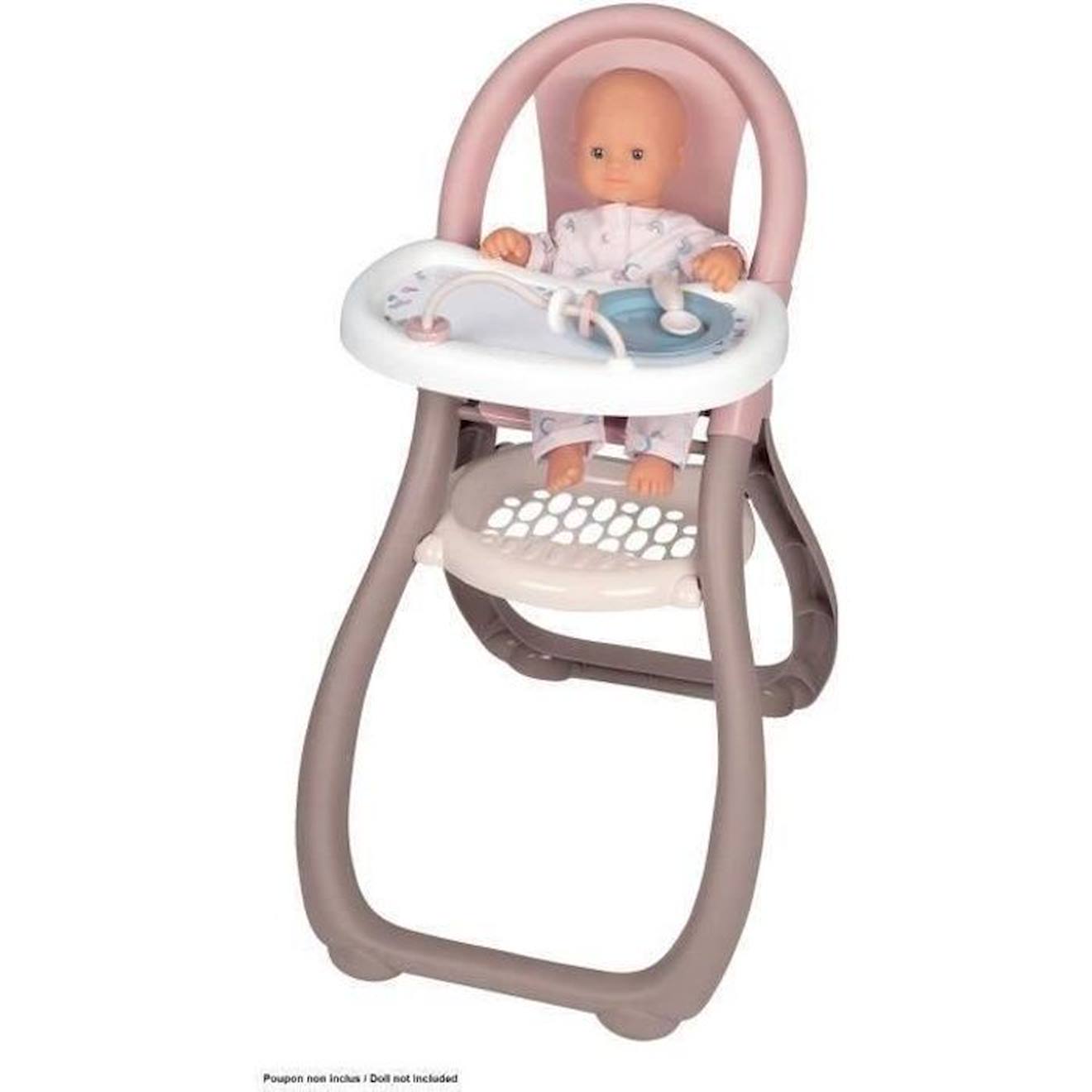 Smoby - Baby Nurse Chaise Haute Pour Poupon Jusqu'à 42cm (non Inclus) Rose