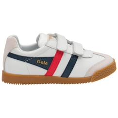 Chaussures-Chaussures fille 23-38-Basket Cuir Enfant Gola Harrier Leather Strap - Blanc/Bleu/Rouge - Scratch - GOLA