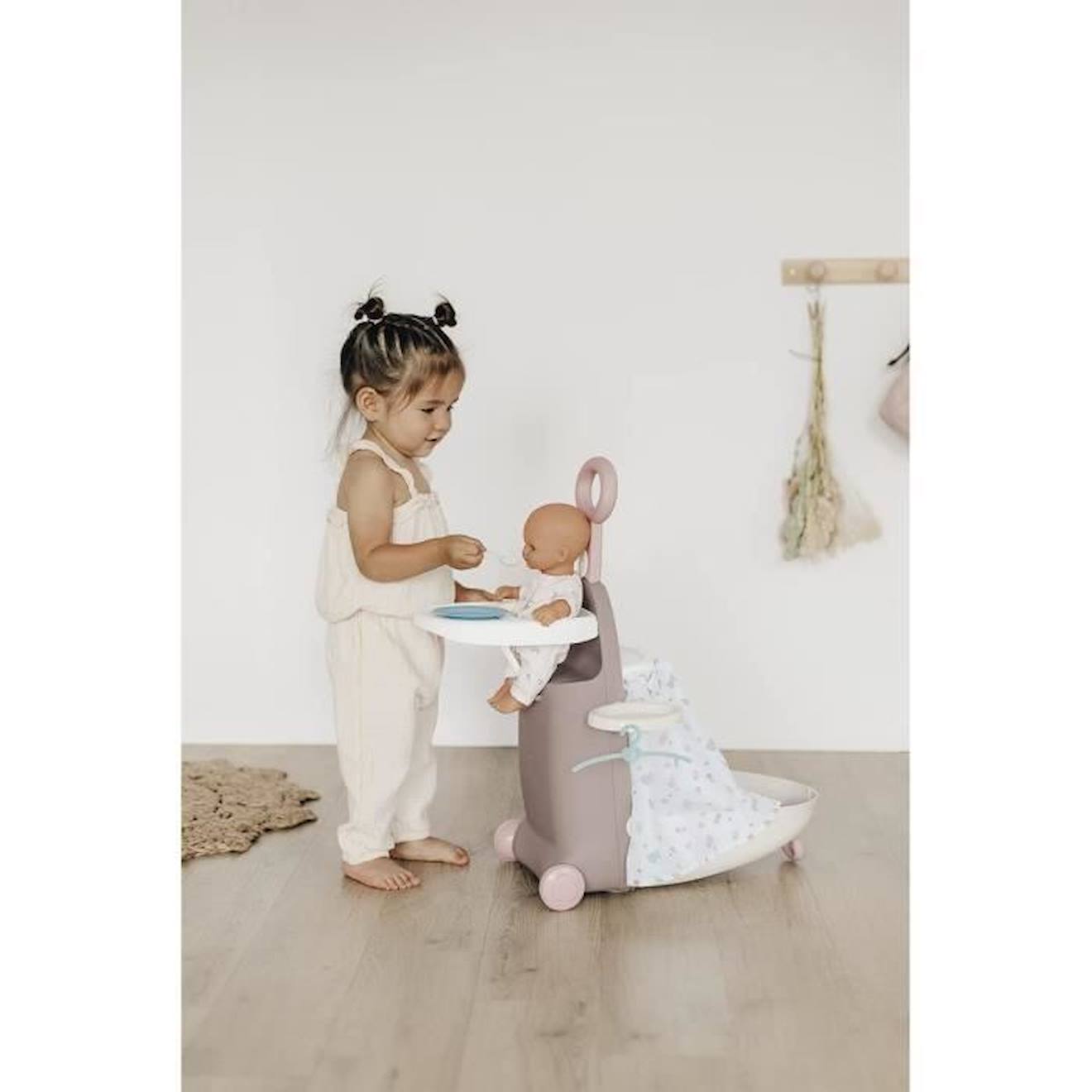 Valise Nurserie 3 en 1 - Baby Nurse - Pour Poupons jusqu'à 42cm -  Beige/Rose/Blanc beige - Smoby