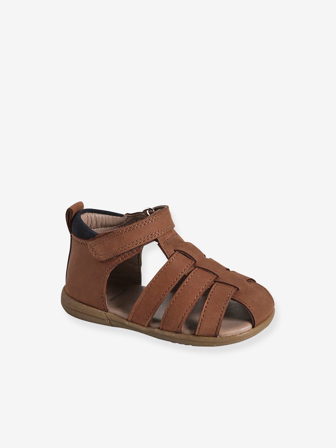 Sandales scratchées cuir bébé premiers pas marron