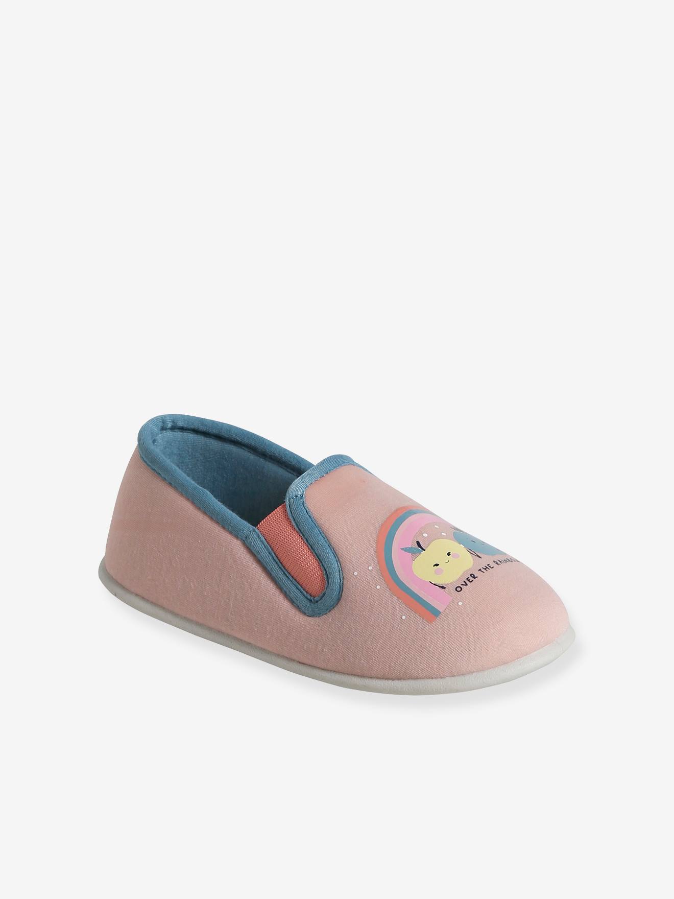 chaussons élastiqués enfant en toile abricot