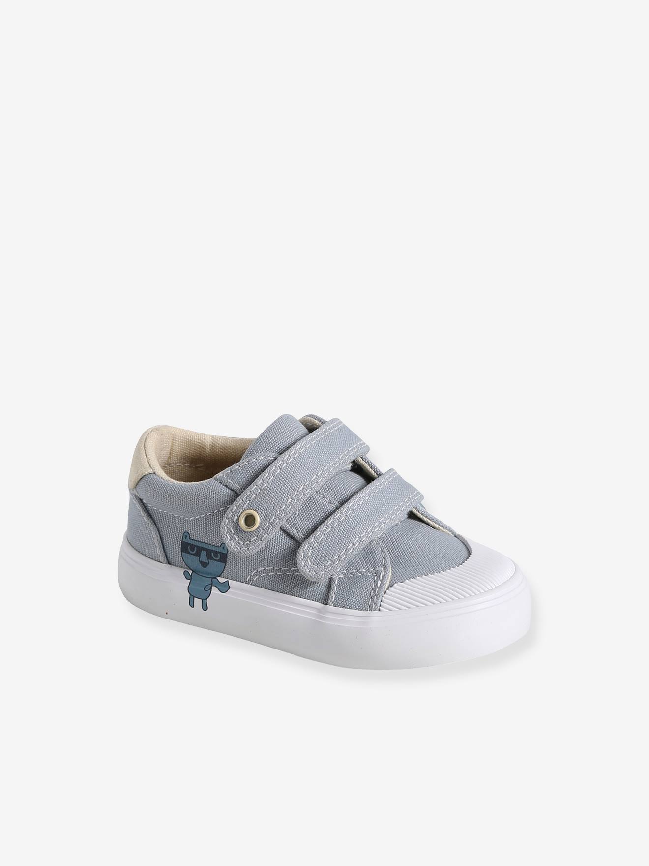 Vertbaudet - Baskets scratchées bébé en toile bleu pâle