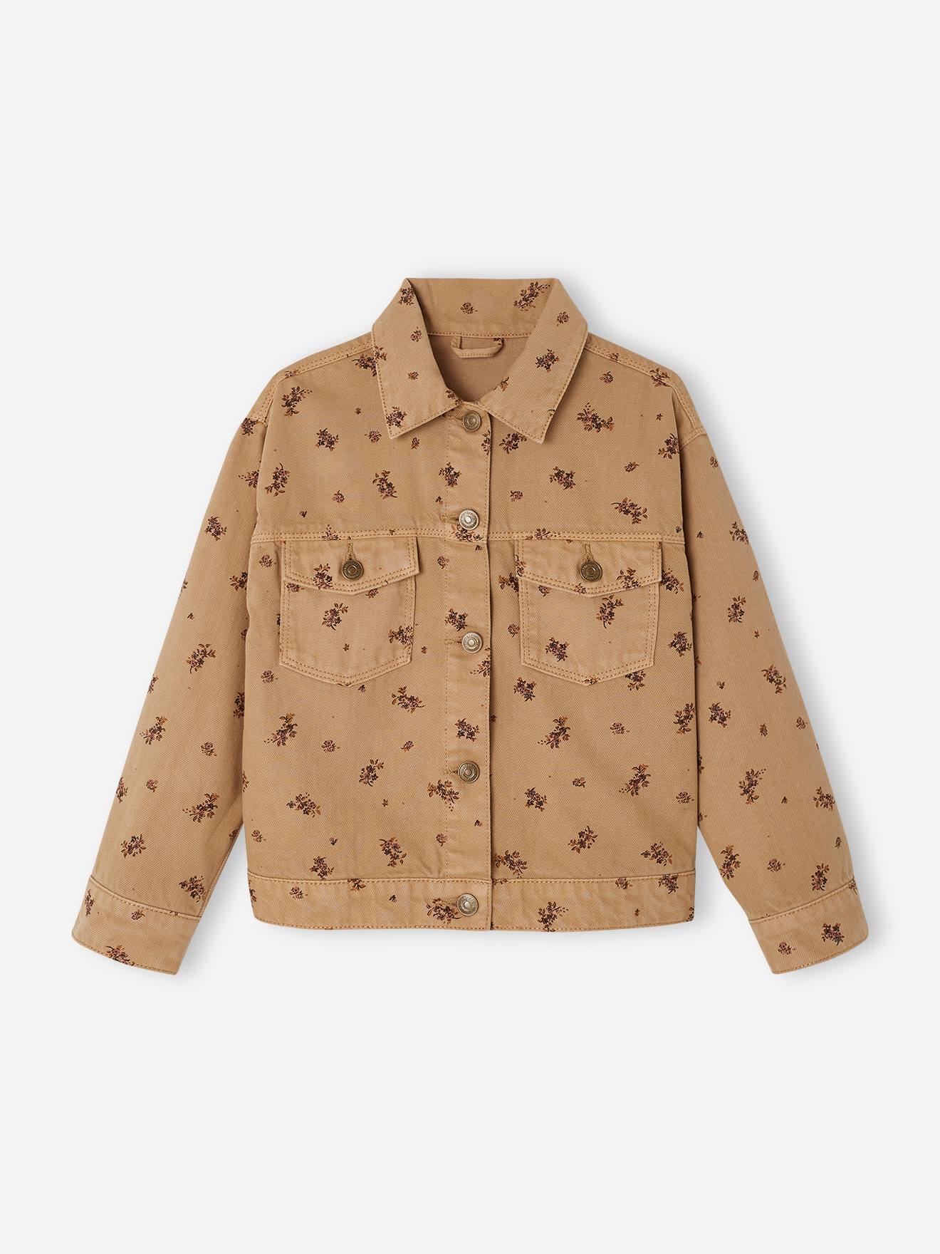 Veste à fleurs fille beige imprimé