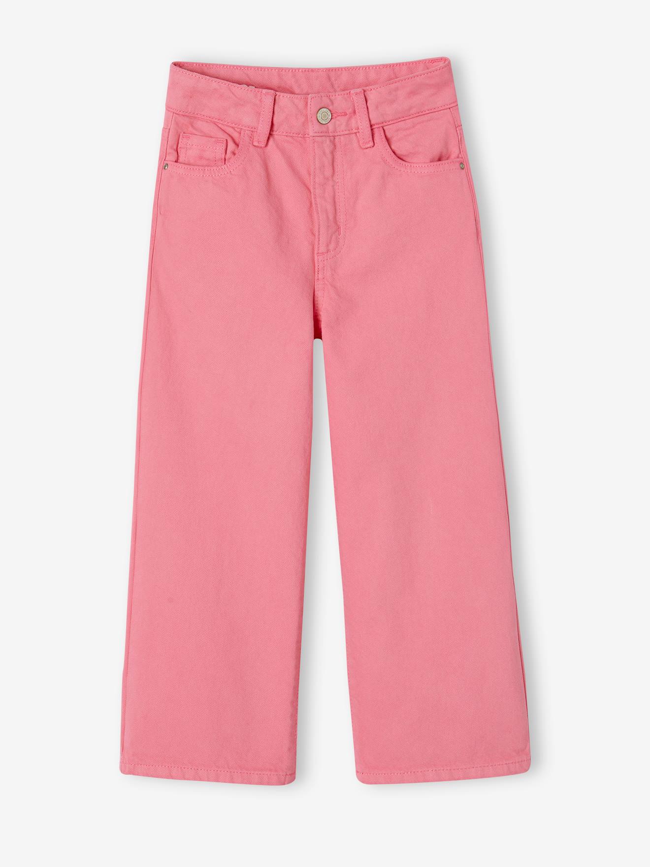 Pantalon fille large rose bonbon