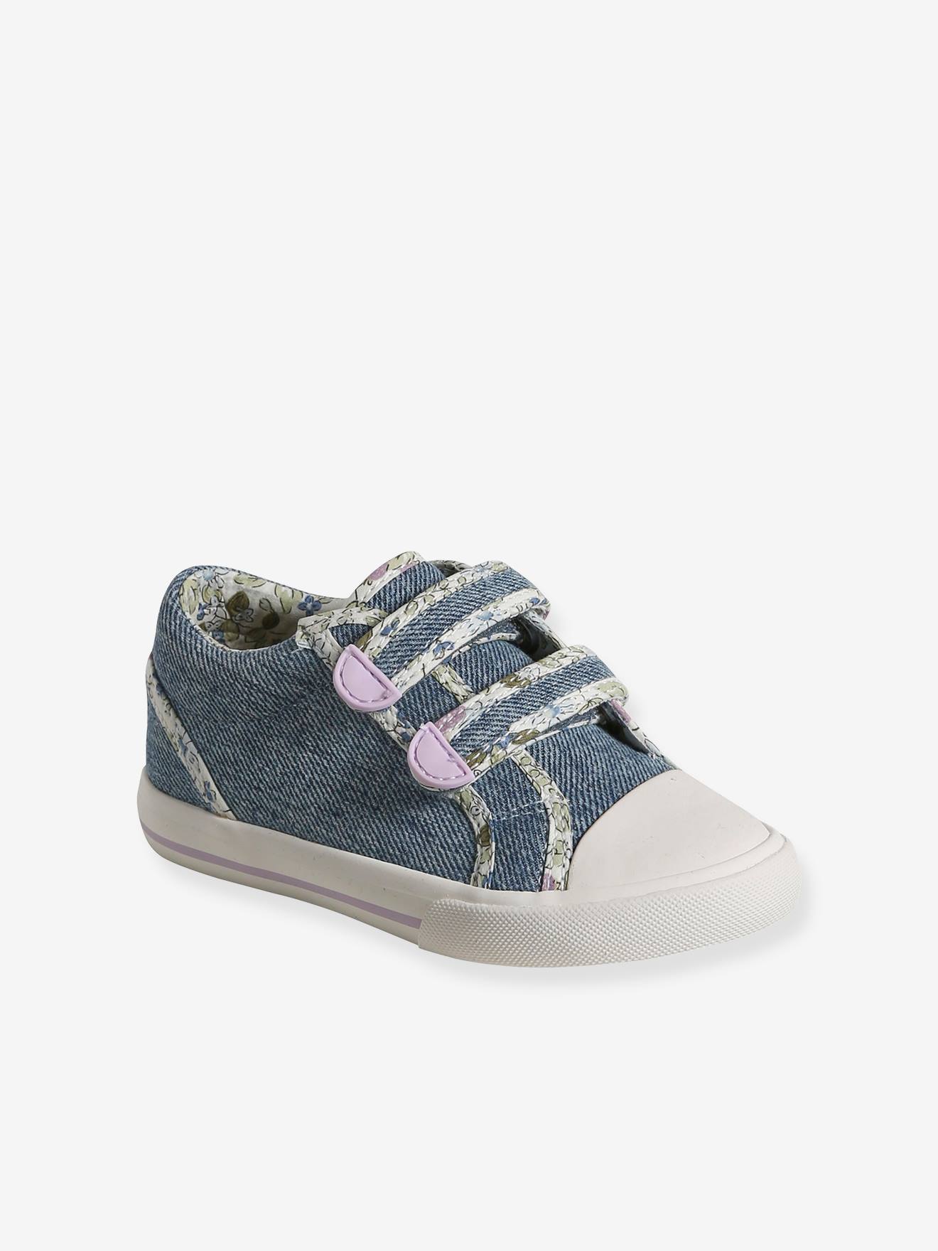 Baskets scratchées en toile fille collection maternelle bleu jean