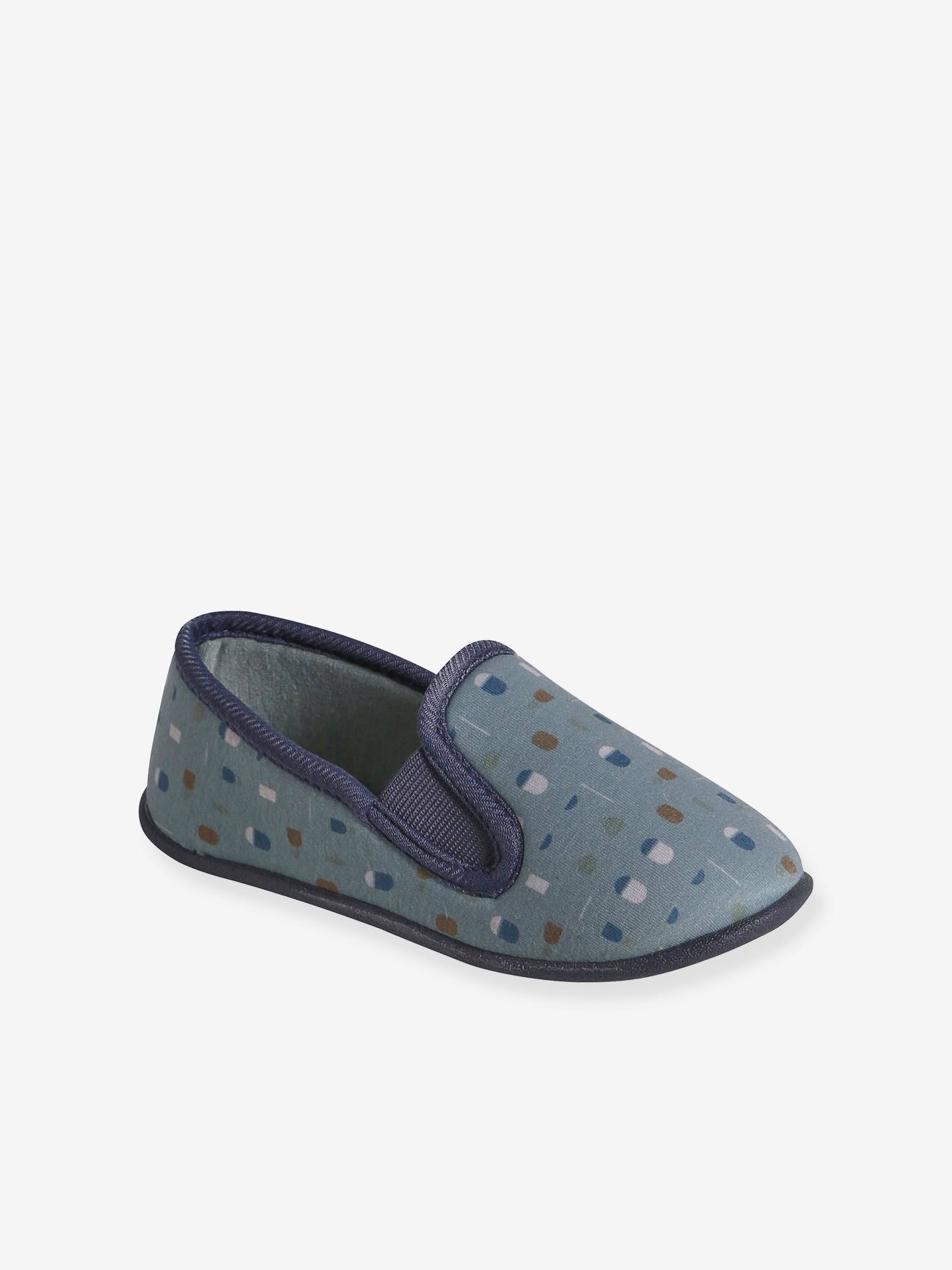Chaussons élastiqués enfant en toile bleu imprimé