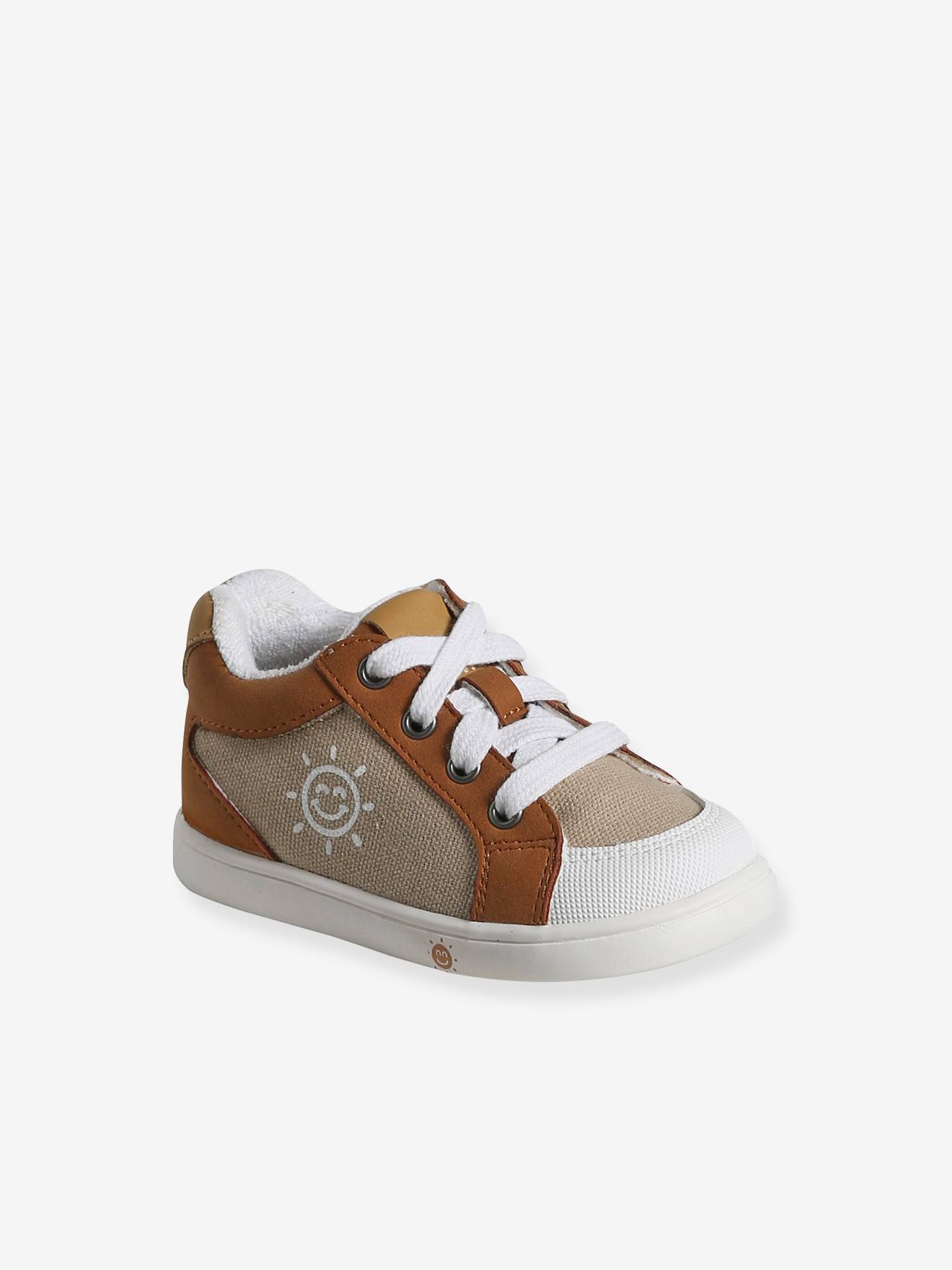 Baskets MID bébé lacées et zippées beige