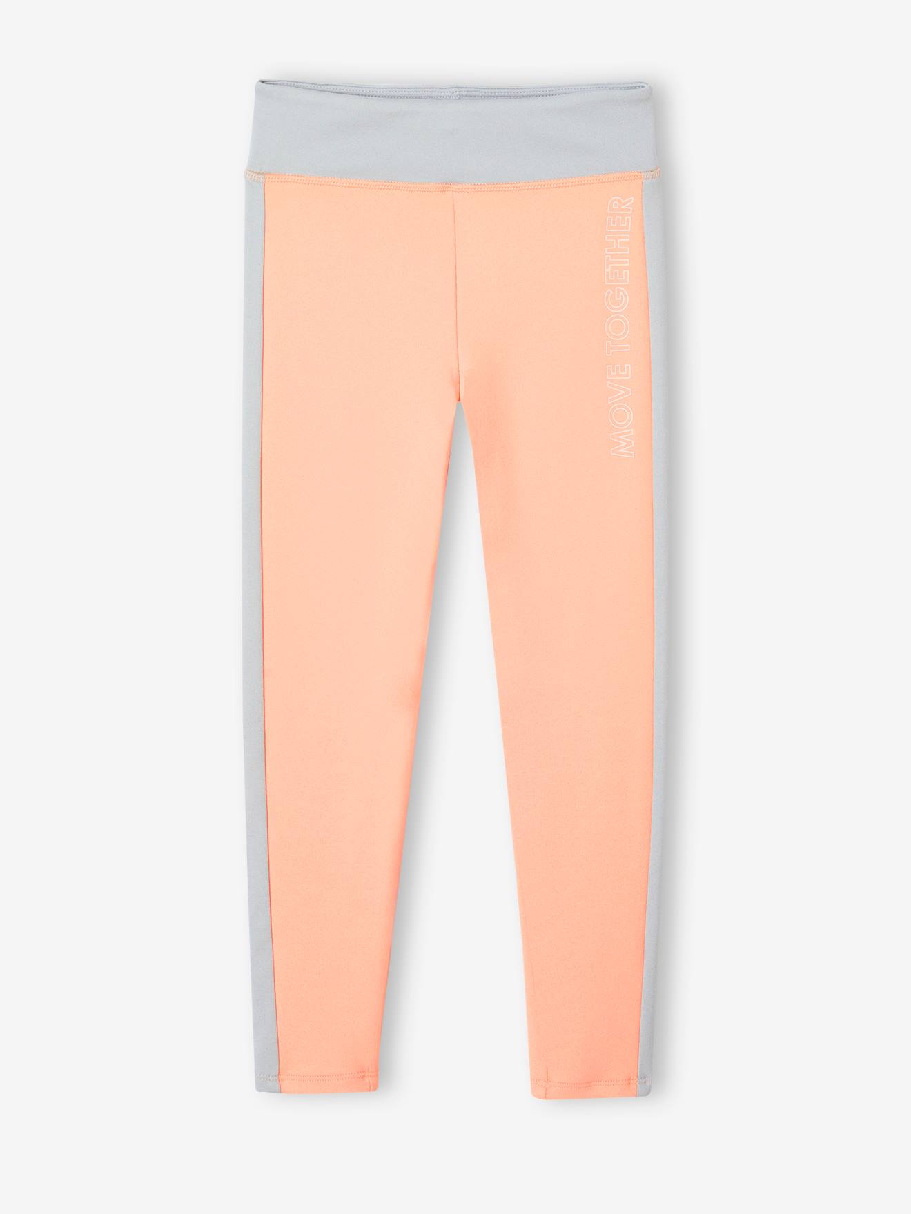 Legging de sport fille bandes côtes corail