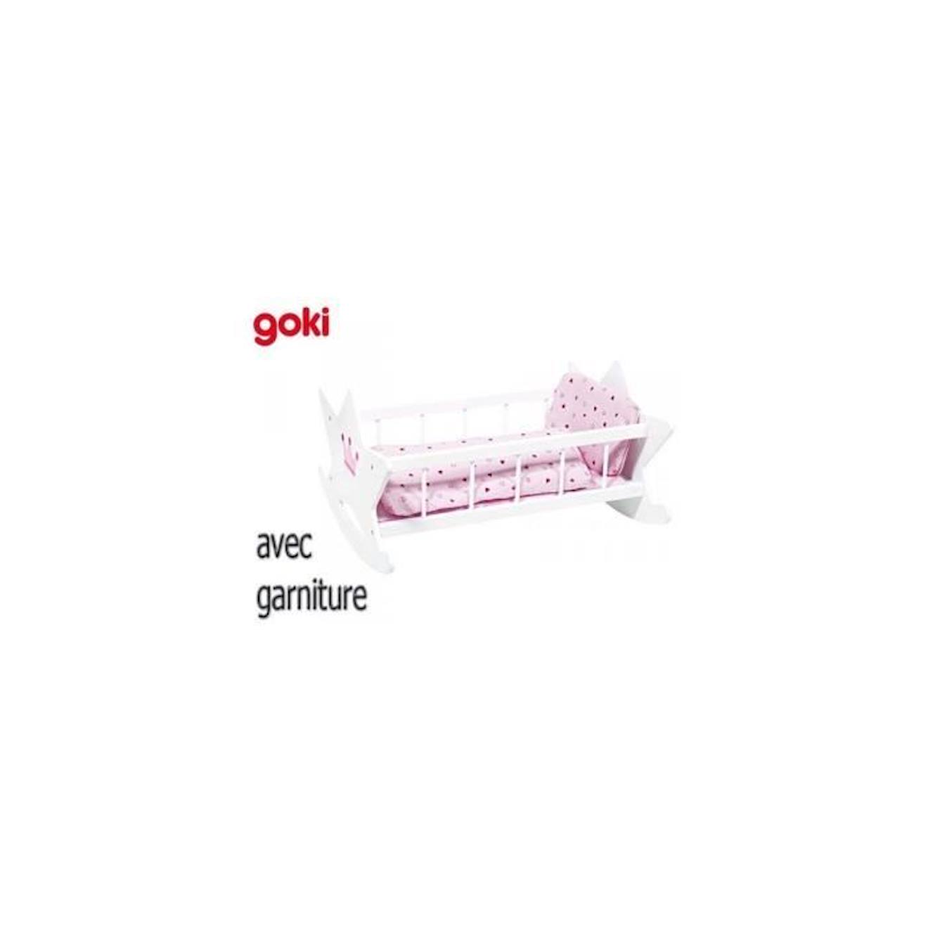 Berceau de poupée en bois - GOKI - Couleur rose - Accessoire