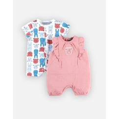 Bébé-Pyjama, surpyjama-Set de 2 combishorts en jersey coton imprimés