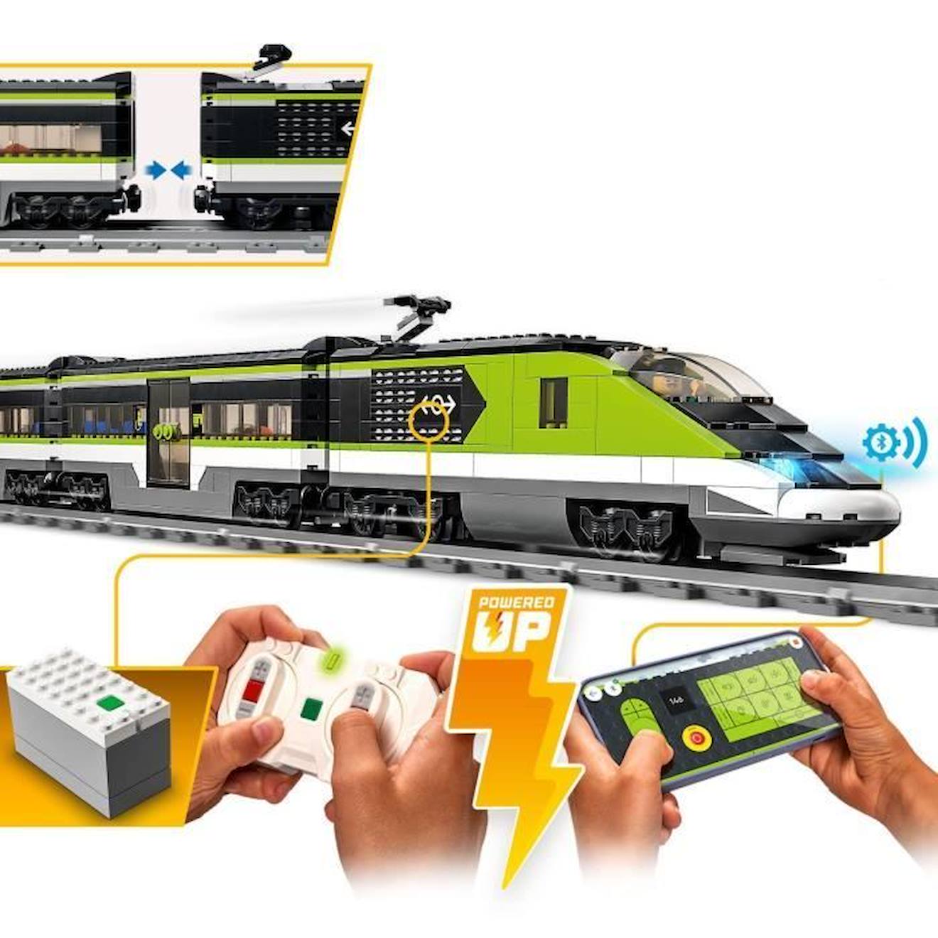 LEGO City Le Train de Voyageurs Express - Jouet de Train Télécommandé -  Phares Fonctionnels - Enfants 7 Ans bleu - Lego