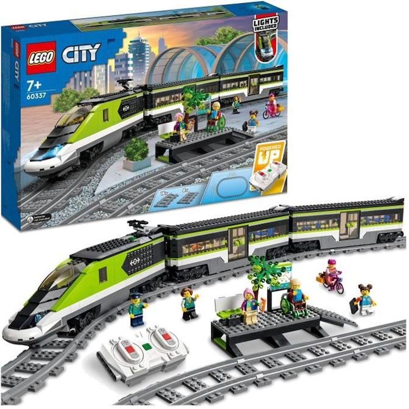 Lego City Le Train De Voyageurs Express - Jouet De Train Télécommandé - Phares Fonctionnels - Enfant