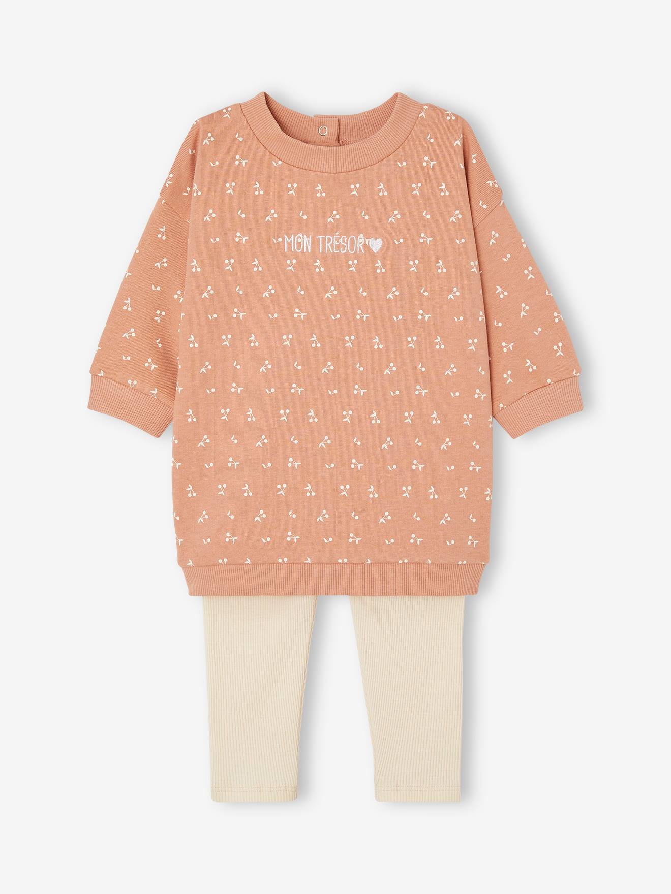 Ensemble robe + legging bébé personnalisable rose