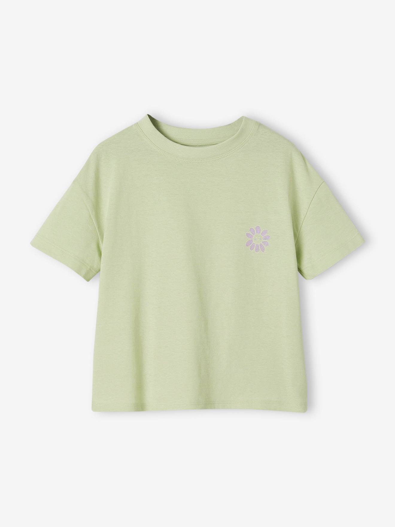 Tee-shirt uni Basics fille manches courtes vert amande