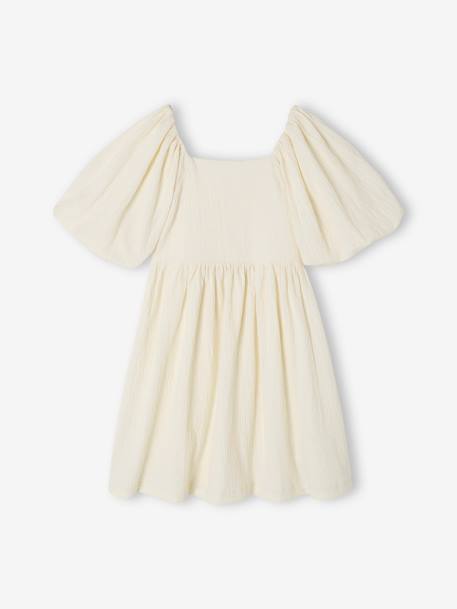 Robe cérémonie smocks dos fille en tissu reliéfé rose pâle+vanille+vert sauge 6 - vertbaudet enfant 