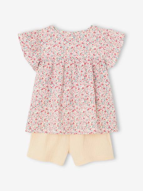 Fille-Ensemble fille blouse short en gaze de coton